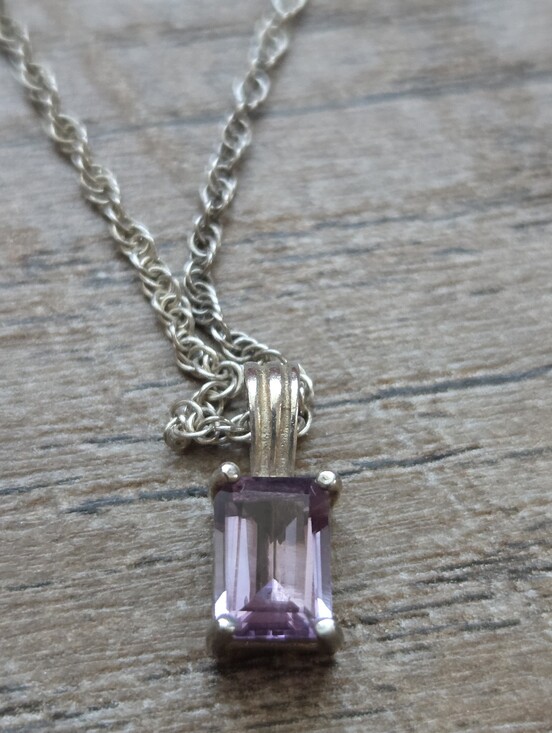 Vintage Sterling Silver 925 Cobalt Blue Glass Amethyst Teardrop Necklace 24" - View 31