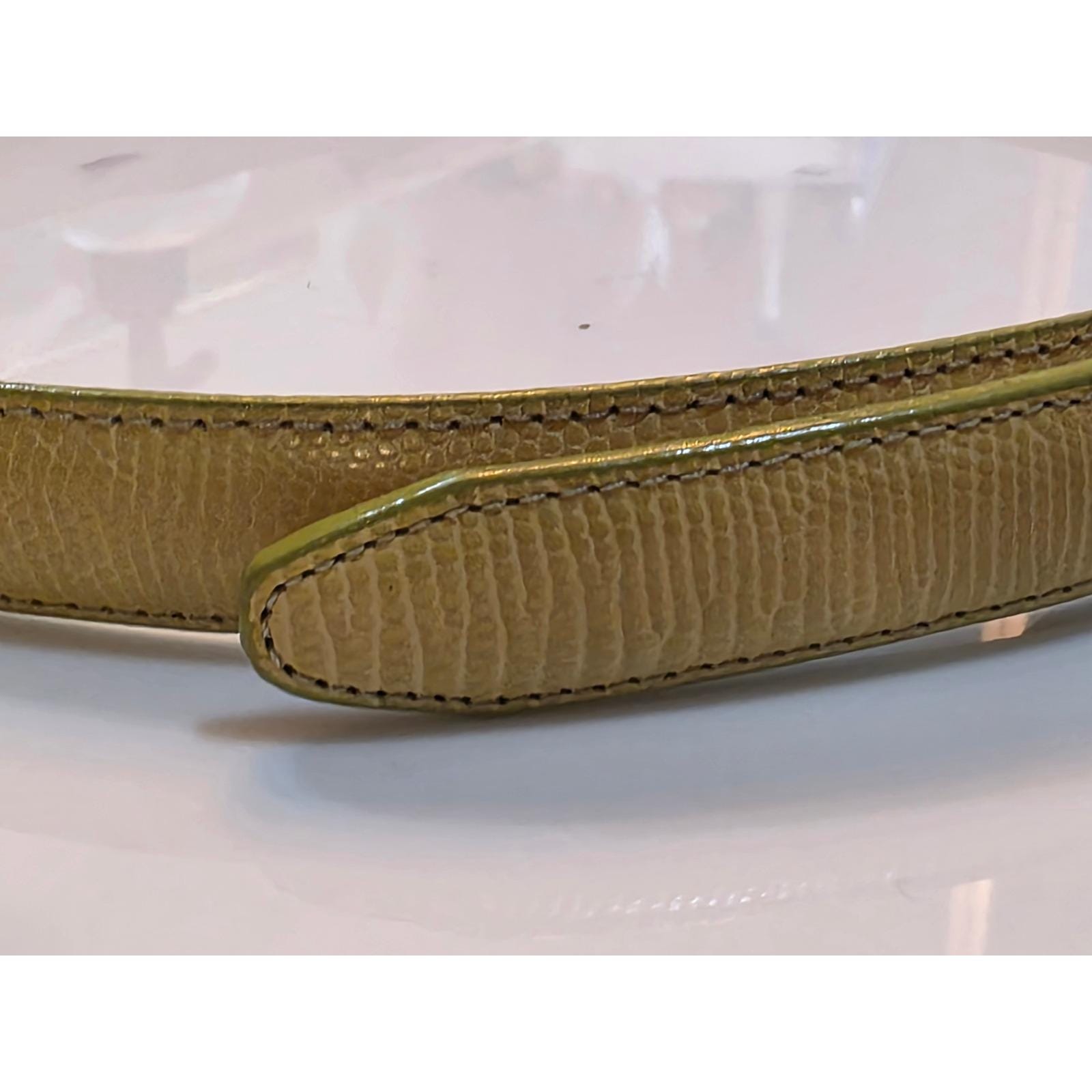 Brighton Classics Lime Green Lizard Embossed Leather Belt Silver Buckle 30 Med - View 5