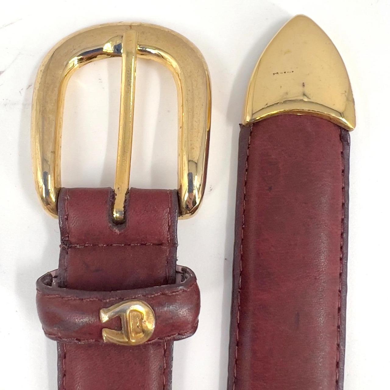 Carlson Vintage Red Leather Lizard Embossed Suede Belt Gold Modernist Buckle L - View 14