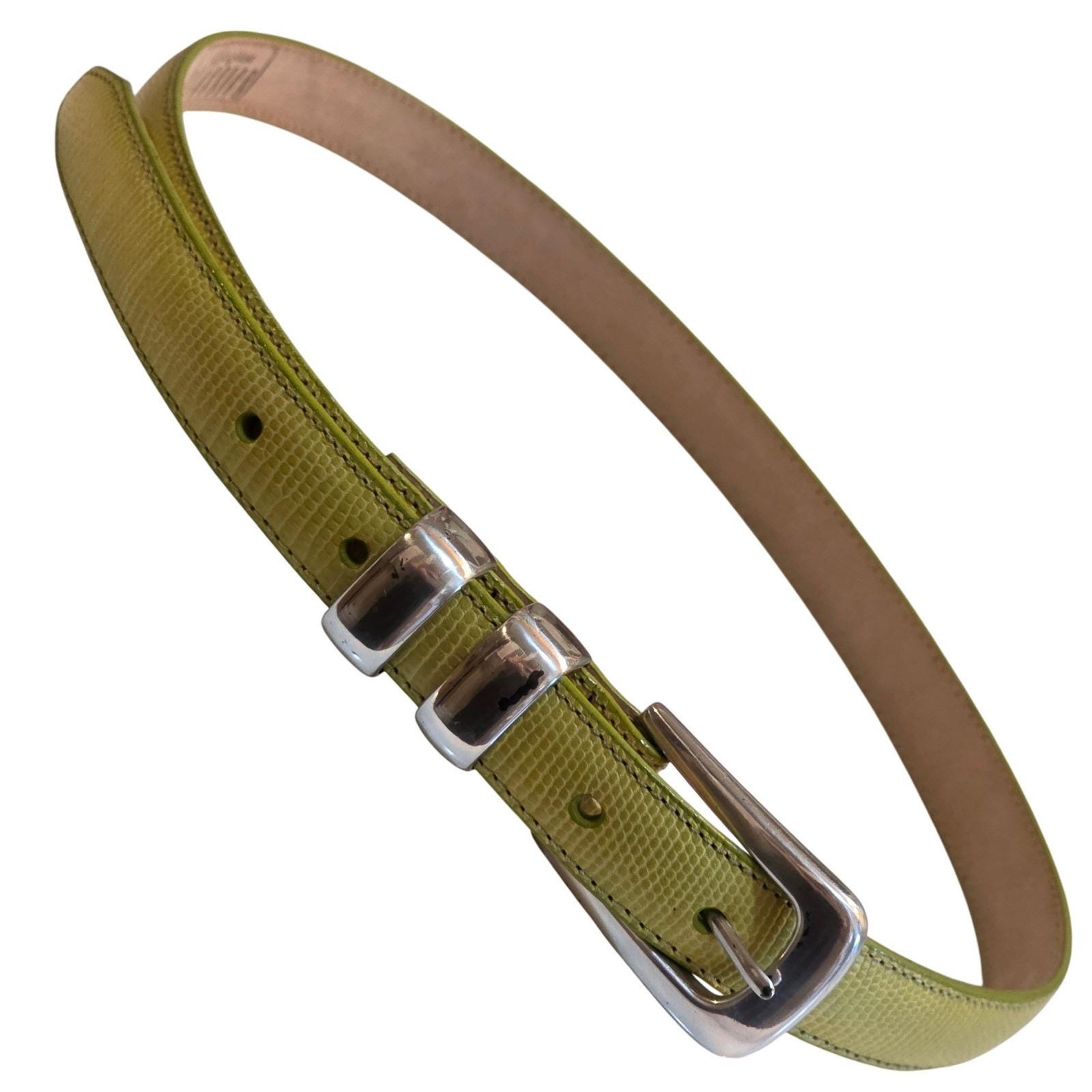 Brighton Classics Lime Green Lizard Embossed Leather Belt Silver Buckle 30 Med - View 9