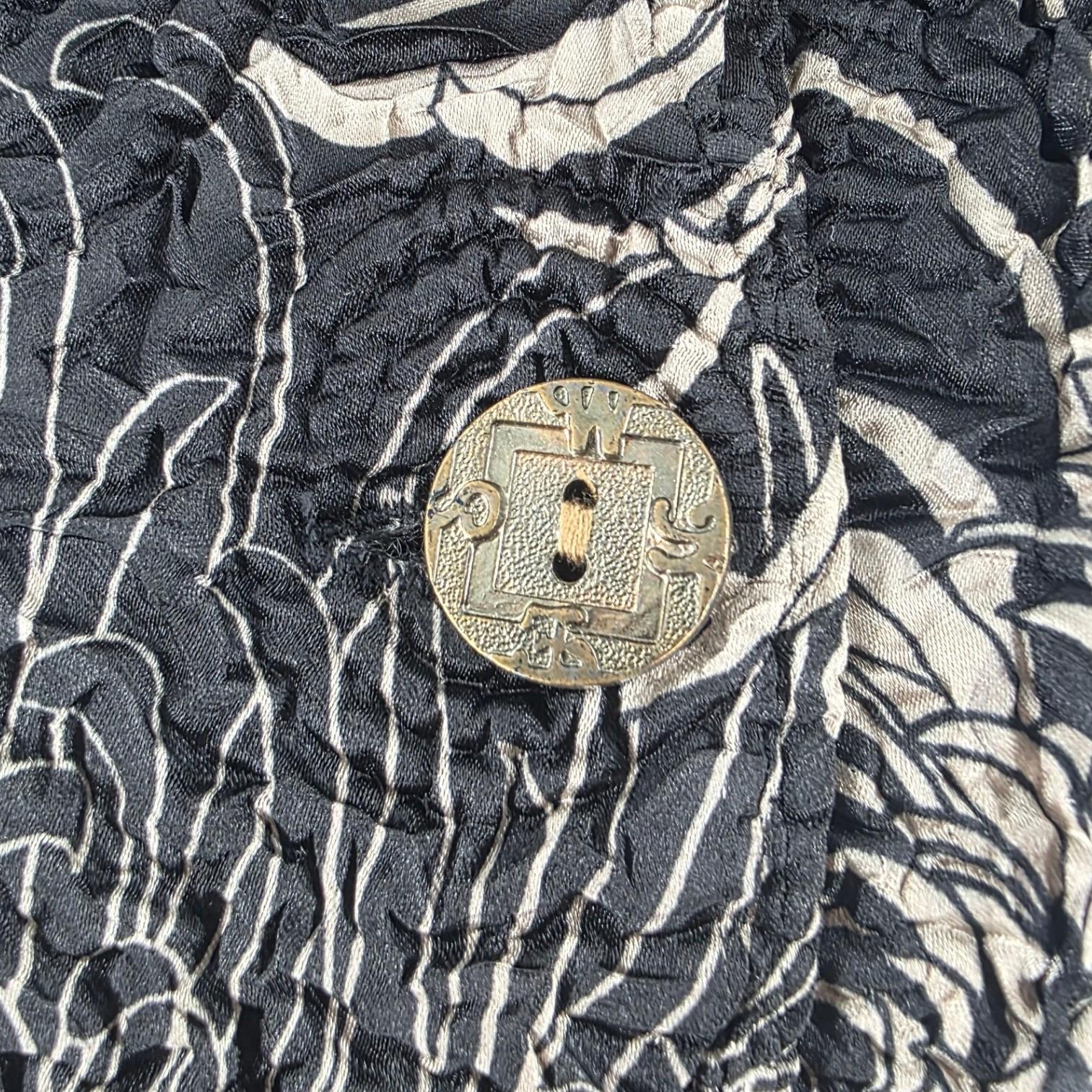 ABC Collection Asian-Inspired Chrysanthemum Black Texture Hooded Coat Jacket S - View 3