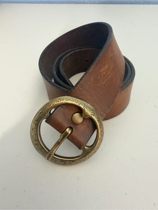 PRL Ralph Lauren Taupe Genuine Leather Wrapped Buckle Belt Size M 37.5" - View 8