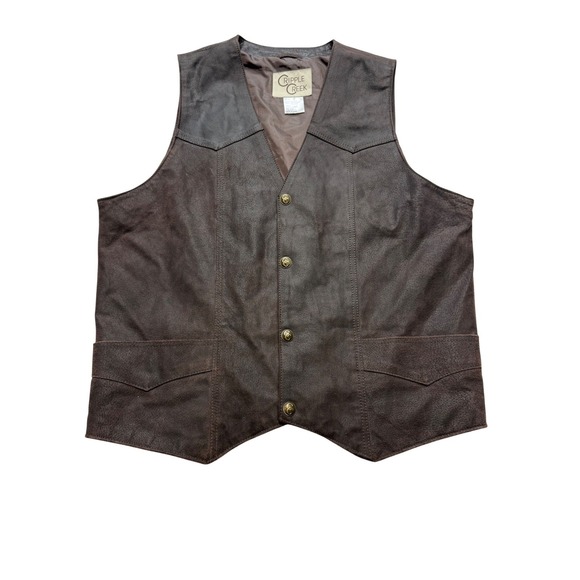 Cripple Creek Mens Brown Genuine Leather Western Cowboy Vest ML3061A Large - View 11