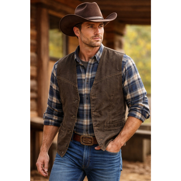 Cripple Creek Mens Brown Genuine Leather Western Cowboy Vest ML3061A Large - View 12
