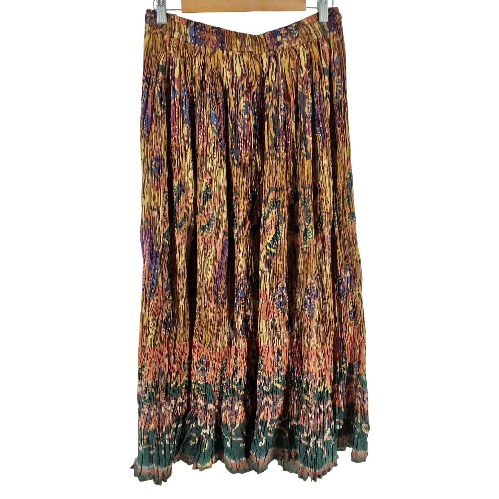 24 Karat Cotton Broomstick Maxi Skirt Batik Floral Paisley Boho Free Size - View 5