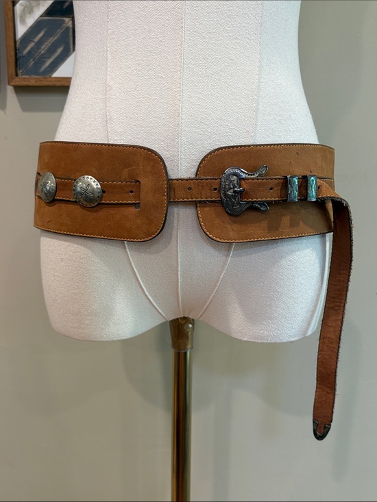 PRL Ralph Lauren Taupe Genuine Leather Wrapped Buckle Belt Size M 37.5" - View 12
