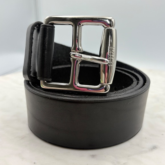 PRL Ralph Lauren Taupe Genuine Leather Wrapped Buckle Belt Size M 37.5" - View 16