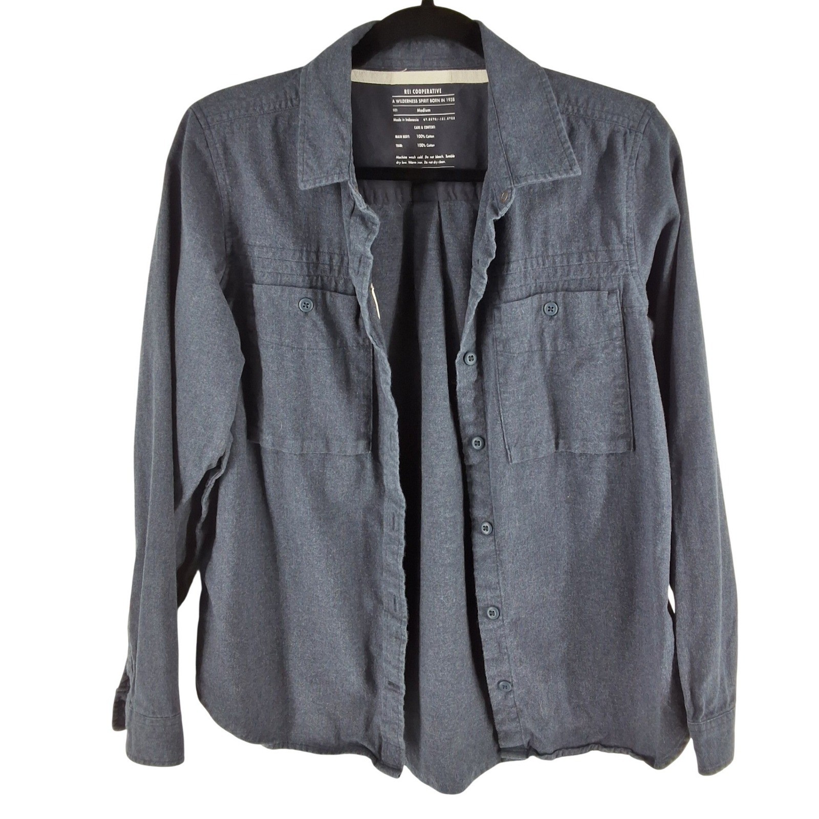 REI Co-op Men's Dark Blue 100% Cotton Long Sleeve Flannel Shirt Medium