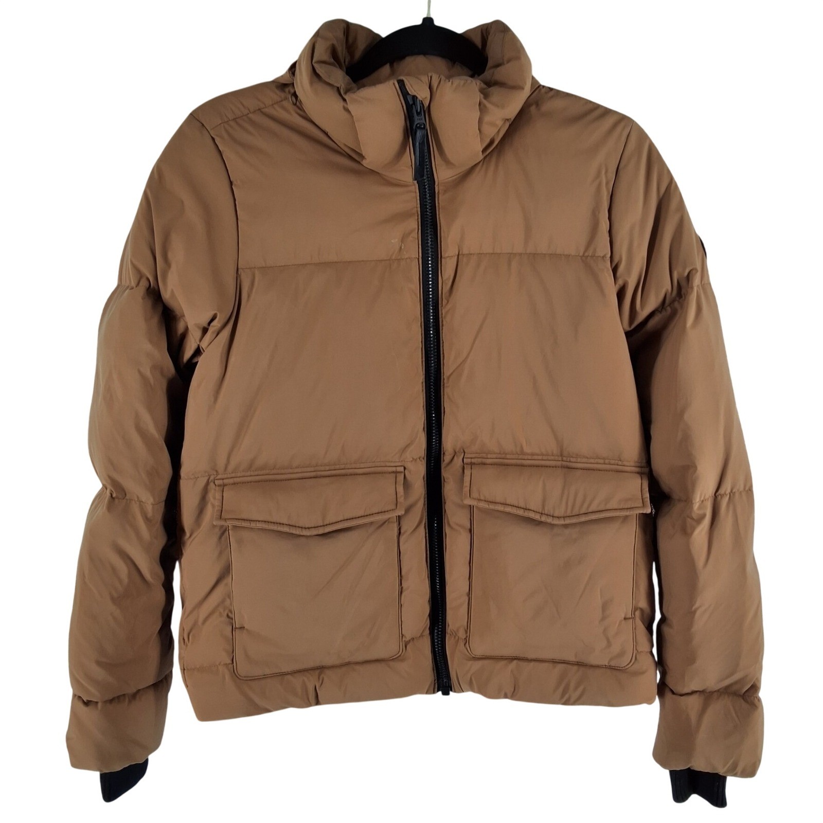 Alpine Design Mens XS Puffer Jacket Tan Brown Down Fill Full Zip Outdoor Coat