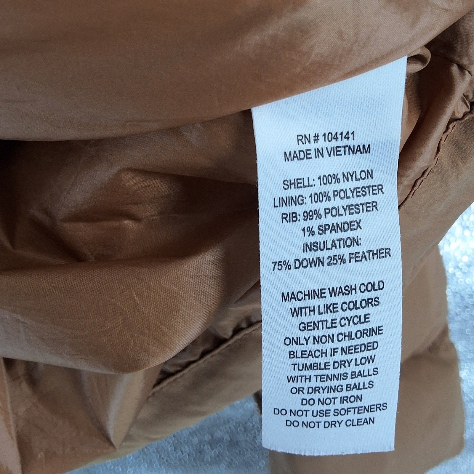 Alpine Design Mens XS Puffer Jacket Tan Brown Down Fill Full Zip Outdoor Coat - View 3