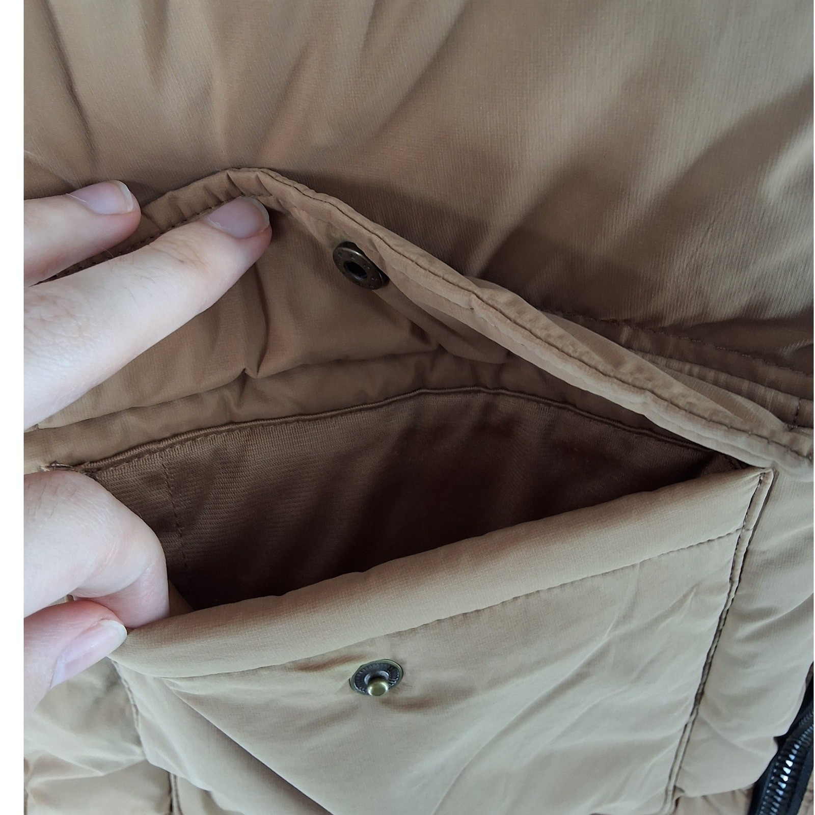 Alpine Design Mens XS Puffer Jacket Tan Brown Down Fill Full Zip Outdoor Coat - View 6