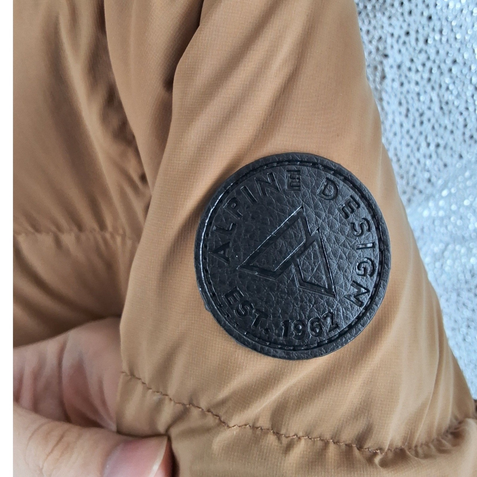 Alpine Design Mens XS Puffer Jacket Tan Brown Down Fill Full Zip Outdoor Coat - View 7