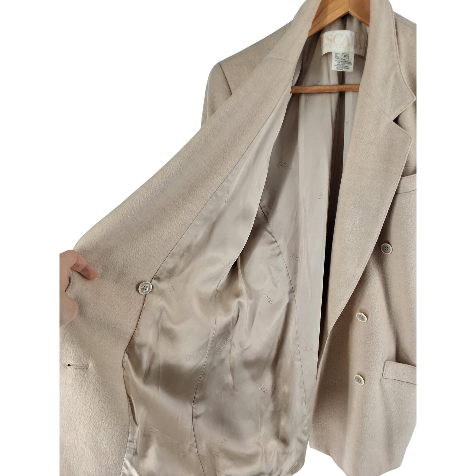 Escada by Margaretha Ley Vintage Wool Cashmere Double Breasted Blazer 40 - View 3