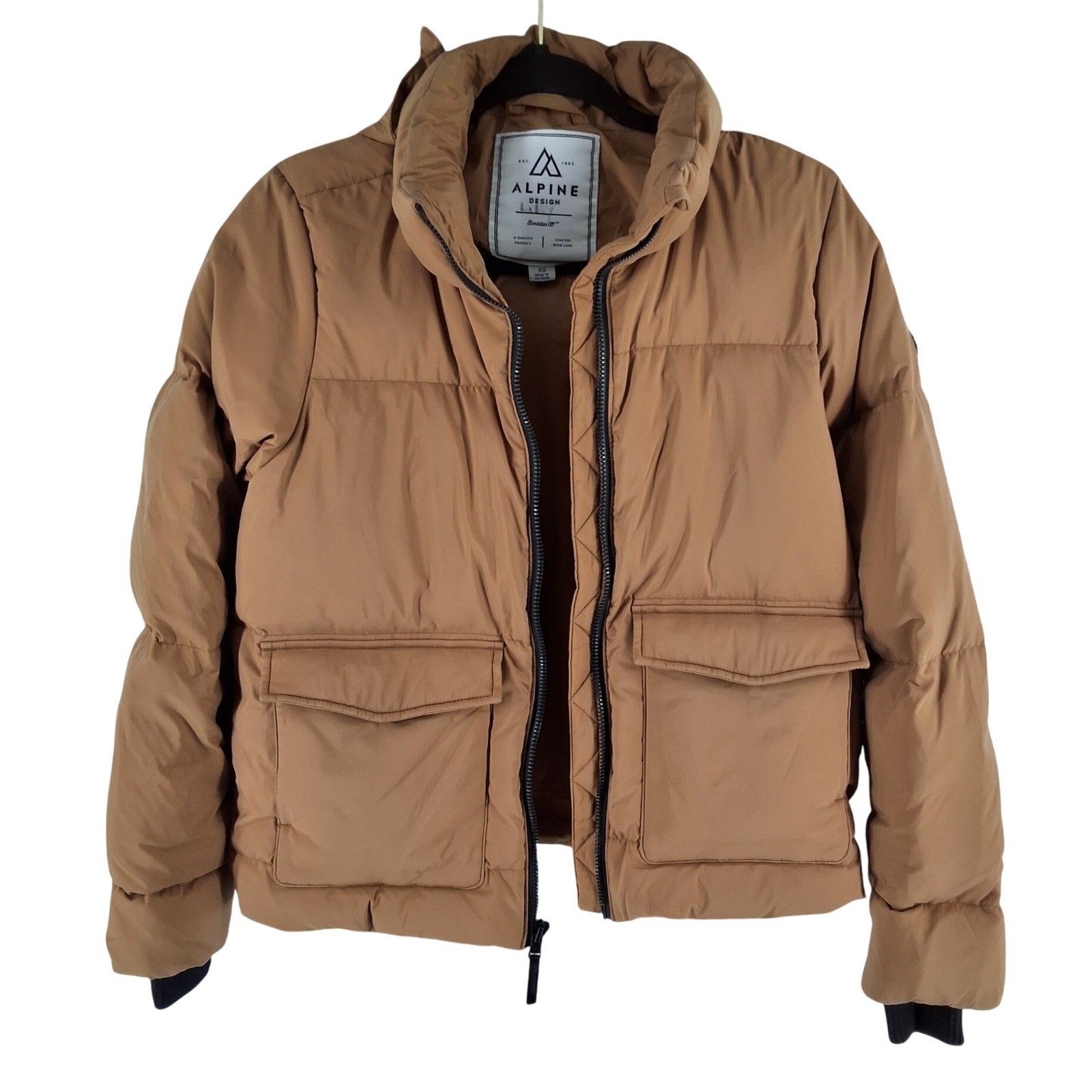 Alpine Design Mens XS Puffer Jacket Tan Brown Down Fill Full Zip Outdoor Coat - View 9