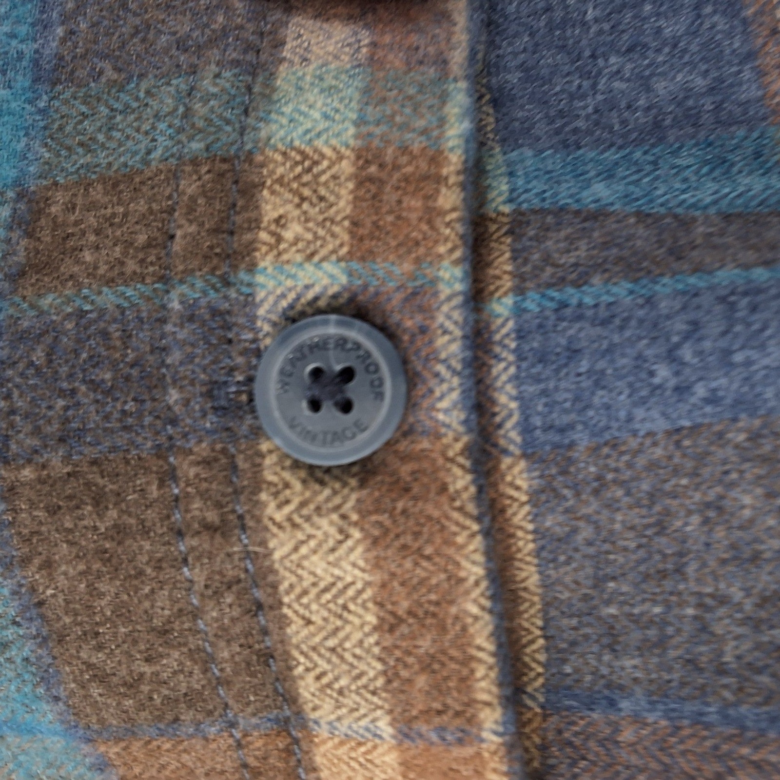 Weatherproof Vintage Mens Blue Brown Plaid Fleece Lined Flannel Shacket L - View 7