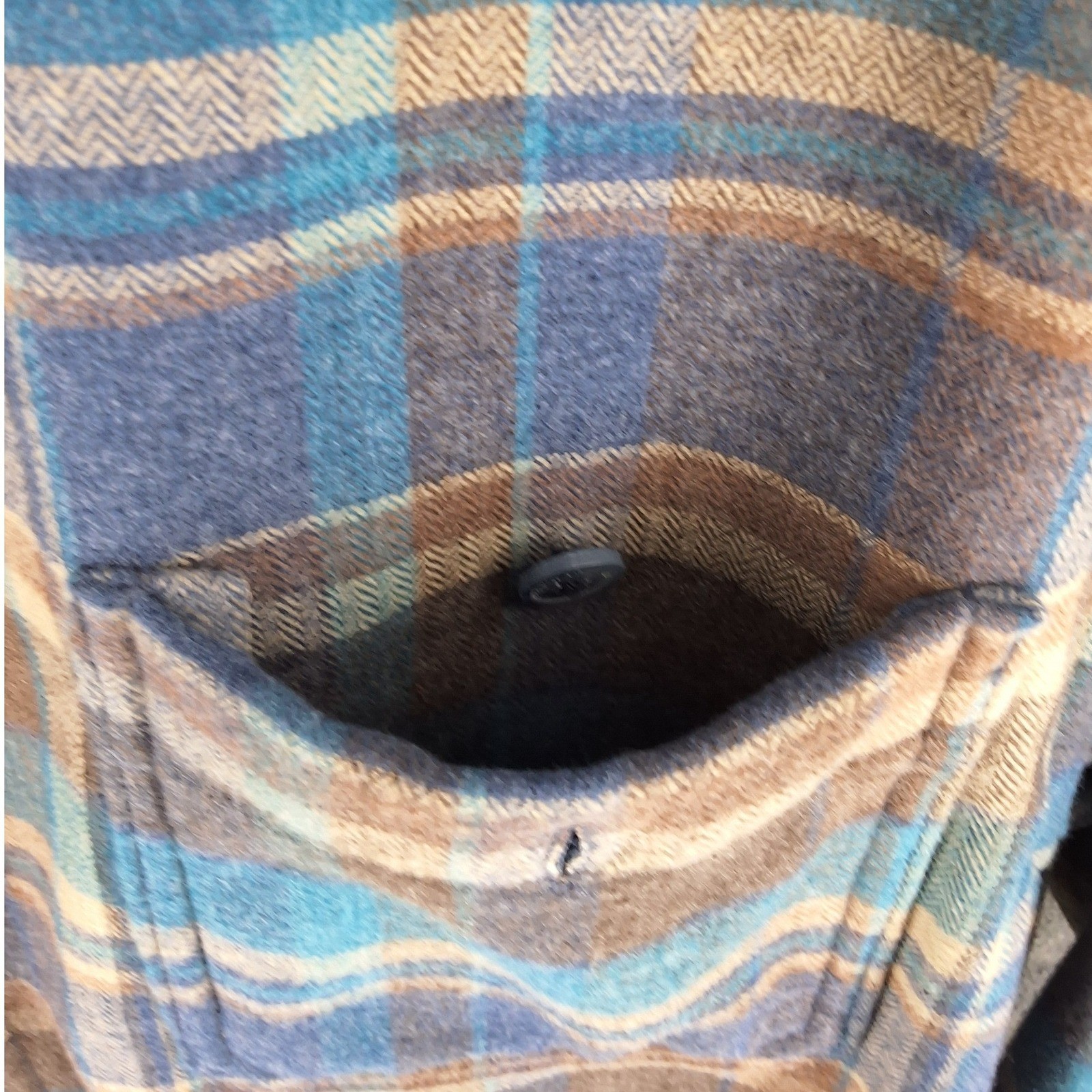 Weatherproof Vintage Mens Blue Brown Plaid Fleece Lined Flannel Shacket L - View 8