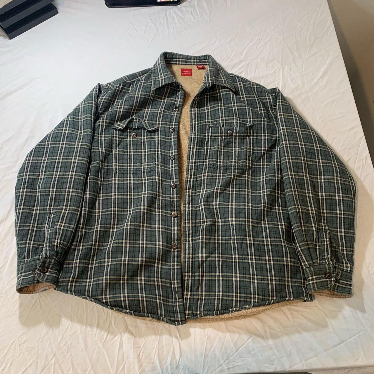 Weatherproof Vintage Mens Blue Brown Plaid Fleece Lined Flannel Shacket L - View 13