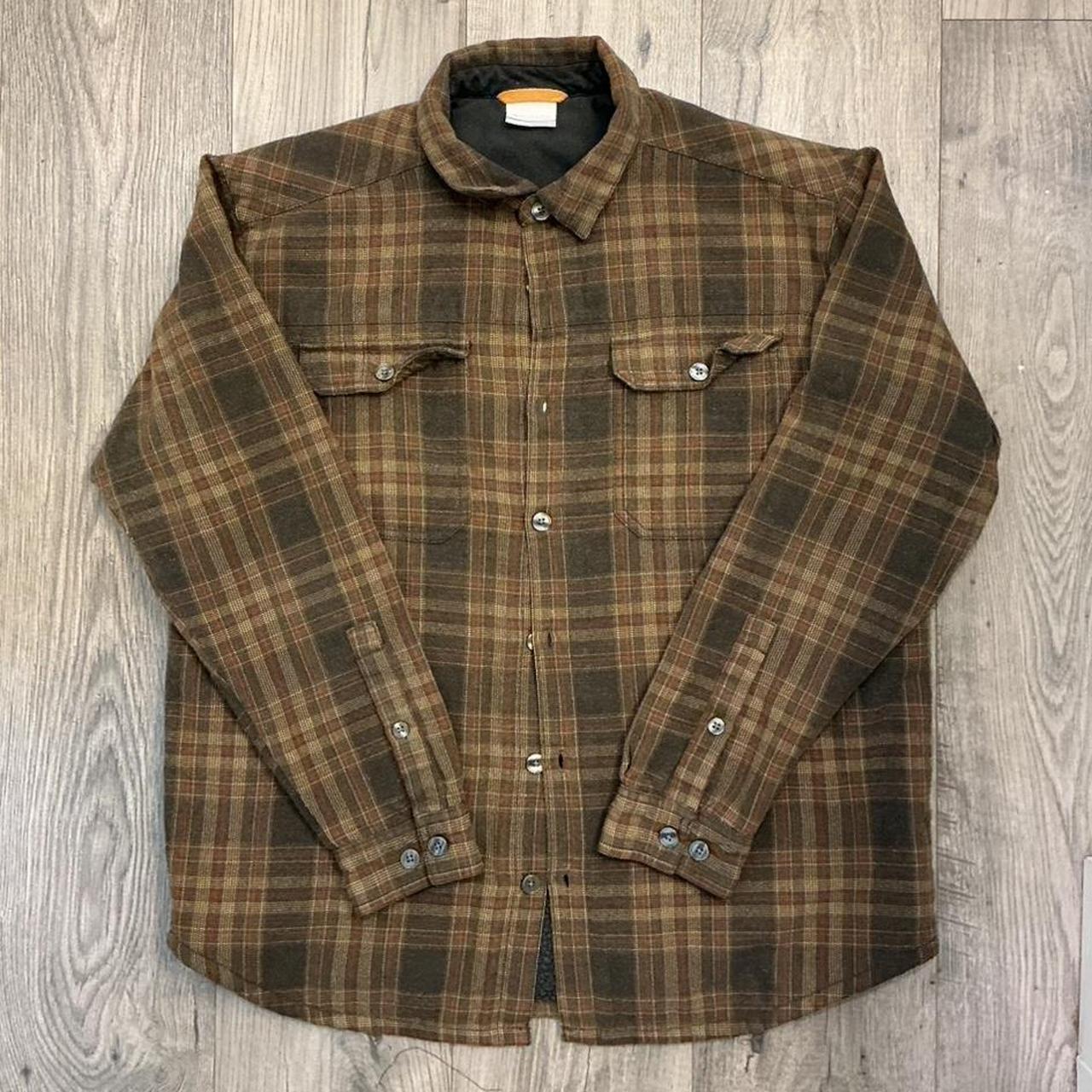 Weatherproof Vintage Mens Blue Brown Plaid Fleece Lined Flannel Shacket L - View 16
