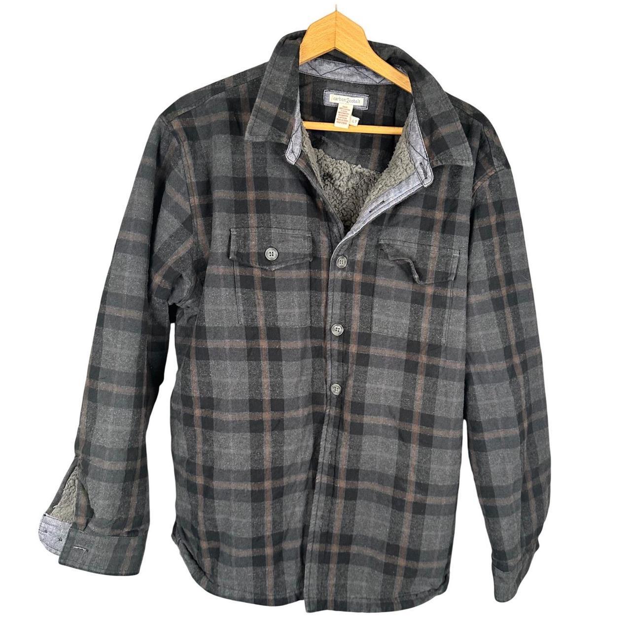 Weatherproof Vintage Mens Blue Brown Plaid Fleece Lined Flannel Shacket L - View 19